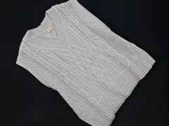 green label relaxing グリーンレーベルリラクシング ユナイテッドアローズ ダウンショルダー ケーブル編み Vネック ニット ベスト sizeF/ライトブルーグレー ■◇ レディース