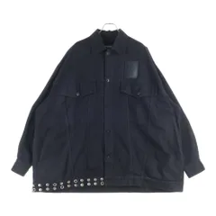 RAF SIMONS (ラフシモンズ) Big fit jacket with leather fringes and studs レザーフリンジ&スタッズ デニムジャケット 231-725 ブラックのサムネイル