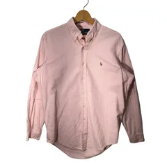 90's vintage 90年代 ヴィンテージ Polo by Ralph Lauren ポロ ラルフローレン ストライプシャツ 長袖 MALAYSIA製 39サイズ ピンク ホワイト