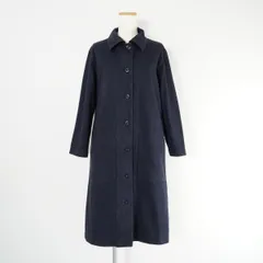 定価3.9万 MHL. エムエイチエル YARN DYE COTTON TWILL ステンカラー コート ワンピース 長袖 コットン ロング 紺