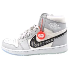 NIKE (ナイキ) ×DIOR AIR JORDAN 1 HIGH OG CN8607-002 ディオール エアジョーダン1 ハイカットスニーカー US8/26.0cm ホワイト/グレーのサムネイル