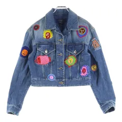 LOUIS VUITTON (ルイヴィトン) 23AW ×YK Short Denim Jacket W/Patches RW232J GM1 FOJA37 ×草間彌生 フェイスパッチ付きショートデニムジャケット インディゴ レディースのサムネイル