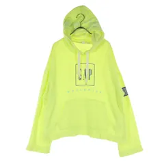 美品 GAP ギャップ ロゴプリント 長袖 ネオンカラー オーバーサイズ スウェットパーカー M ライトイエロー レディース 古着