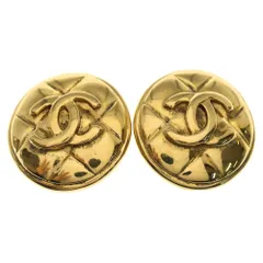 CHANEL (シャネル) ヴィンテージ マトラッセ ココマークイヤリング ゴールド
