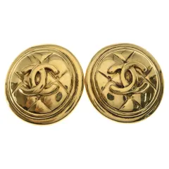 CHANEL (シャネル) ヴィンテージ マトラッセ サークル ココマークイヤリング ゴールド