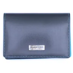 BURBERRY BLUE LABEL (バーバリーブルーレーベル) ロゴメタルプレート レザーカードケース ブラック/ブルー BKS28-003-09