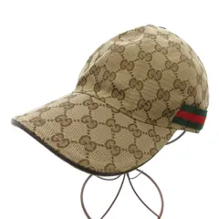 グッチ GUCCI ベースボールキャップ 帽子 GGキャンバス シェリーライン 総柄 S 57 茶 ブラウン /JS ■GY18