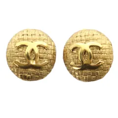 シャネル CHANEL 29 94s ヴィンテージ イヤリング アクセサリー ココマーク 格子柄 ロゴ 両耳用 クリップ式 ゴールド色 ■GY18 /MQ ■OH