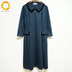 #wnc ネミカ レリアン Leilian NEMIKA ワンピース 13 黒 青  大きいサイズ ハーフジップ レディース [987356]