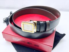 美品 Cartier カルティエ サントス コンビ スムースレザー ベルト 黒 ダークブラウン