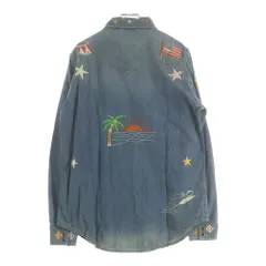 SAINT LAURENT PARIS (サンローランパリ) 19SS 花柄刺繍 長袖デニムシャツ インディゴ 530376 YK880のサムネイル