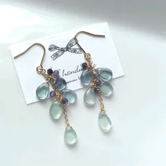 ラムネ色フローライトのグラデーションピアス