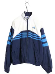 【お得なクーポン配布中!】 90s アディダス ナイロン トラック ジャケット メンズ M / 古着 オールド フルジップ ハイネック ジャンパー ウインドブレーカー 3ライン 