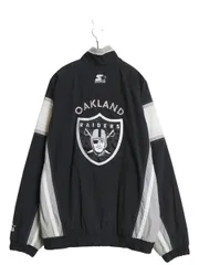 【お得なクーポン配布中!】 90s レイダース ナイロン トラック ジャケット メンズ L / オールド NFL オフィシャル スターター ウィンドブレーカー フルジップ ブラック