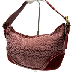 コーチ COACH ショルダーバッグ ミニシグネチャー キャンバス スエード ボルドー 半月 ワンショルダー レディース ハンドバッグ 三日月型 レザー トリム 肩掛け コンパクト アクセサリーポーチ Y2K カジュアル