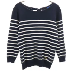 BLUE LABEL CRESTBRIDGE ブルーレーベルクレストブリッジ ボーダー柄 7分袖 カットソー 38 ネイビー トップス レディース 古着
