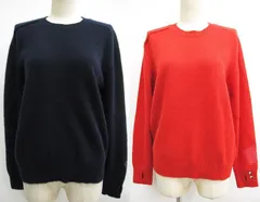 未使用品有 2点セット ユニクロ×アニヤ・ハインドマーチ UNIQLO×Anya Hindmarch カシミヤ100％ ニット サイズXL ネイビー レッド 指穴つき L006-0316-3
