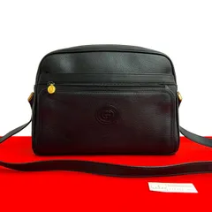 極 美品 GUCCI グッチ オールドグッチ ヴィンテージ GG ロゴ エンボス レザー 本革 ショルダーバッグ ポシェット ブラック 42136
