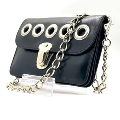 【静かな反骨】　COMME des GARCONS チェーンウォレット 長財布 レザー ハトメデザイン Y2K　黒のサムネイル