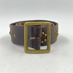 【中古】HTC スタッズベルト ピーナッツ スティングレー(ホール追加・スタッズ欠損) ブラウン サイズ32 エイチティーシー[24][240024532562]