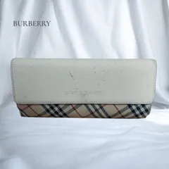 BURBERRY バーバリー ノバチェック 長財布 レザー レディース ベージュ　ホワイト