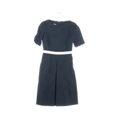 GUCCI (グッチ) ロゴベルトデザイン ポリエステル ウールニット クルーネック 半袖 ミディアムワンピース ドレス ブラック/ピンク レディース 609771