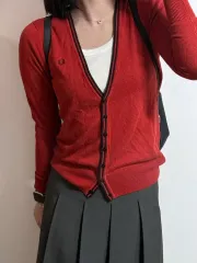 フレッドペリー レッド カーディガン