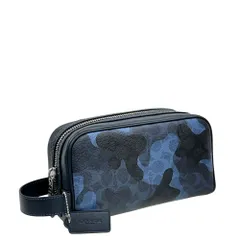 コーチ ポーチ メンズ COACH セカンドバッグ シグネチャー カモフラージュ プリント スモール トラベルキット CX879 SVBLM ブルーマルチ
