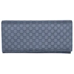 GUCCI (グッチ) GGシマ ラウンドファスナー長財布 ロングウォレット カードケース グレー レザー