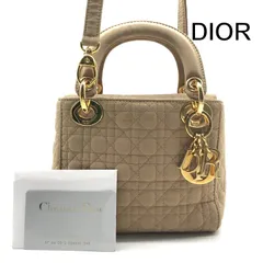 美品 Christian Dior レディ ディオール カナージュ ナイロンキャンバス 2way ミニ スモール ハンド ショルダー バッグ ベージュ a12136