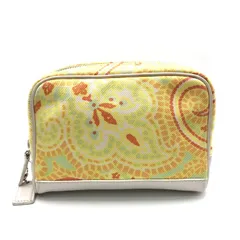 良品 COACH コーチ キャンバス ペイズリー柄 ポーチ 小物入れ イエロー ブランド 小物 ファッション BAG c251