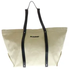 JIL SANDER+ (ジルサンダープラス) SHOPPER BAG 2WAY レザーハンドル キャンバス ハンドバッグ アイボリー/ブラック JPPS852013