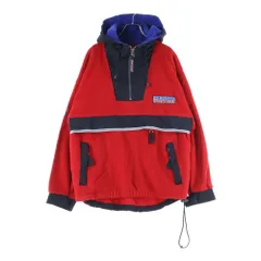TOMMY HILFIGER (トミーヒルフィガー) 00s アノラック ナイロン切替 プルオーバー フリースジャケット レッド