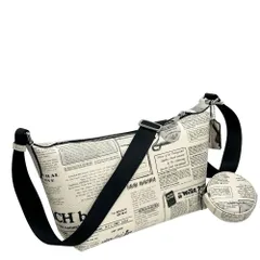 コーチ ショルダーバッグ メンズ COACH バッグ ニュースペーパー プリント スモール フィン クロスボディ バッグ CDR22 SVCAH チョークマルチ