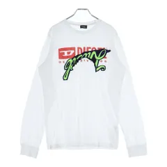 DIESEL (ディーゼル) ロゴ刺繍 ロングスリーブTシャツ ホワイト