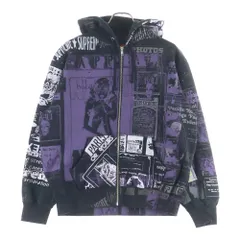 SUPREME (シュプリーム) 24SS Collage Zip Up Hooded Sweatshirt カレッジロゴ総柄 フーデッド ジップアップパーカー ブラック/パープル