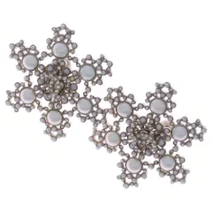 CHANEL (シャネル) ココマーク 結晶モチーフ ラインストーン フェイクパール ピアス ホワイト×ゴールド GP