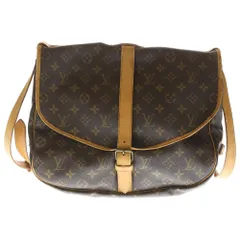 LOUIS VUITTON (ルイヴィトン) モノグラム ソミュール35 ショルダーバッグ ブラウン ゴールド金具 レザー×PVC M42254