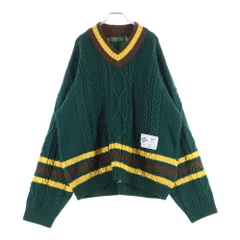 gim (ジム) Knitted Hockey Jersey Vネック ウール ケーブルニットセーター グリーン 23505130のサムネイル