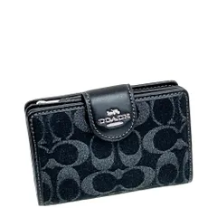 コーチ 財布 レディース COACH 折り財布 シグネチャー デニム ミディアム コーナー ジップ ウォレット CDF13 SV/BK ブラック