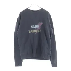 SAINT LAURENT PARIS (サンローランパリ) フロント ロゴプリント クルーネック スウェット ブラック YB2OE 1466のサムネイル