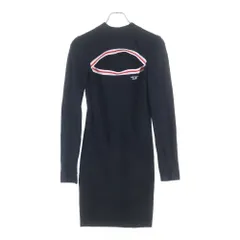 DIESEL (ディーゼル) M-NASHVILLE 胸ロゴ リブニット ロングスリーブワンピース ブラック