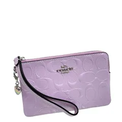 コーチ ポーチ レディース COACH 小物入れ シグネチャー レザー コーナー ジップ リストレット CDF04 SV/IZ ライトバイオレット