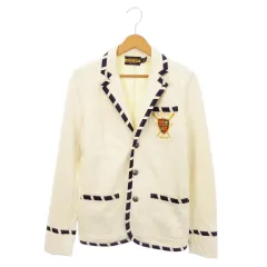 ラルフローレン ラグビー RALPH LAUREN RUGBY テーラードジャケット スウェット 裏毛 センターベント ライン ストライプ エンブレム 刺繍 プレッピー M ベージュ /MN18 ■GY18のサムネイル