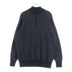 Armani Exchange (アルマーニ エクスチェンジ) HALF ZIP PULLOVER ロゴ総柄 ハーフジップ 長袖セーター ブラック 6RZM1K ZMQ7Z