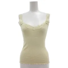 バルマン BALMAIN 美品 タンクトップ シルク リブ レース メロー アイボリー /AE ■GY06