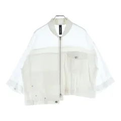 AULA AILA (アウラアイラ) シースルー デニム切り替えし ジップアップダウンジャケット 1242‐02002 ホワイト