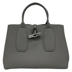 LONGCHAMP(ロンシャン) トートバッグ美品  ル ロゾ M トップハンドルバッグ 10058HPNP55 グレー レザー
