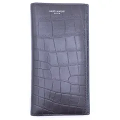 SAINT LAURENT PARIS (サンローランパリ) クロコ 型押し 2つ折り財布 ブラウン