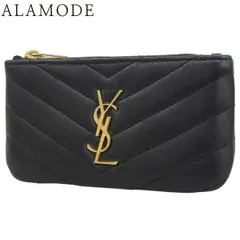SAINT LAURENT PARIS(サンローランパリ) カサンドラ コインパース コインケース ラウンドファスナー ジップアラウンド 小物入れ Vステッチ レザー ブラック黒 ゴールド金具 403182 レディース 40802180276【アラモード】